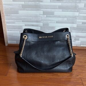 Michael Kors Black Shoulder Bag with Gold Accents